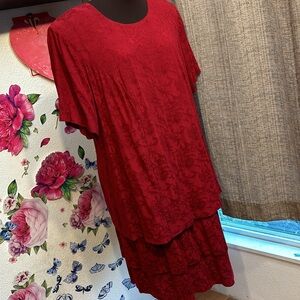 Vintage 1990’s More Jazz A Chorus Line Company, red short sleeve dress. Size 18